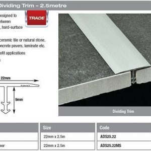 Aluminium Dividing Trim 22mm x 2.5m