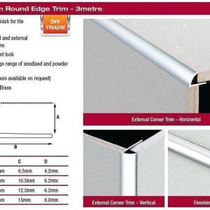 12mm Aluminium Round Edge x 3 Metre