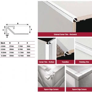 Aluminium Square Edge Trim  3metre