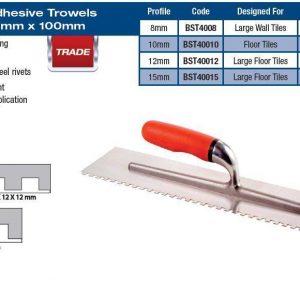 Pro. 400mm x 100mm Notched Adhesive Trowel 10mm