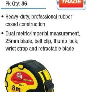 Tape Measure 8 metre - Metric 3 Stops