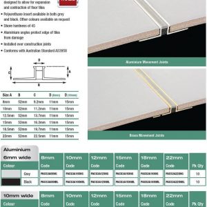 Aluminium Movement Joint 12mm x 10mm x 3m