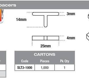 3mm T-Shape Tile Spacers x 100 pieces