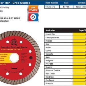 Super Thin Turbo Rim Diamond Blade 100mm 4inch