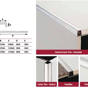 Stainless Steel Square Edge Trim  2.5metre