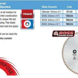 Boss Turbo Rim Diamond Blade 250mm 10inch
